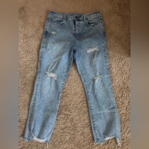 a.n.a Blue Cropped Flare Jeans